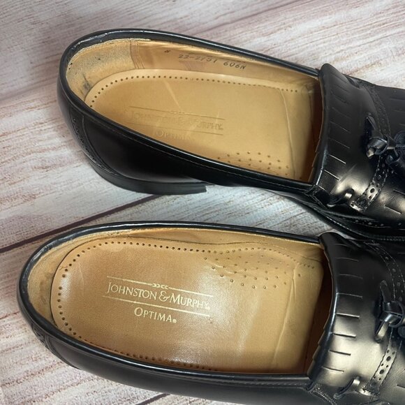 Johnson Murphy Optima Mens 8 D Leather Tassel Shoes Leather Wingtip USA Preppy main image 5